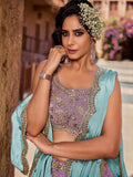 Great Lavender Embroidered Silk Wedding Wear Lehenga Choli With Dupatta 