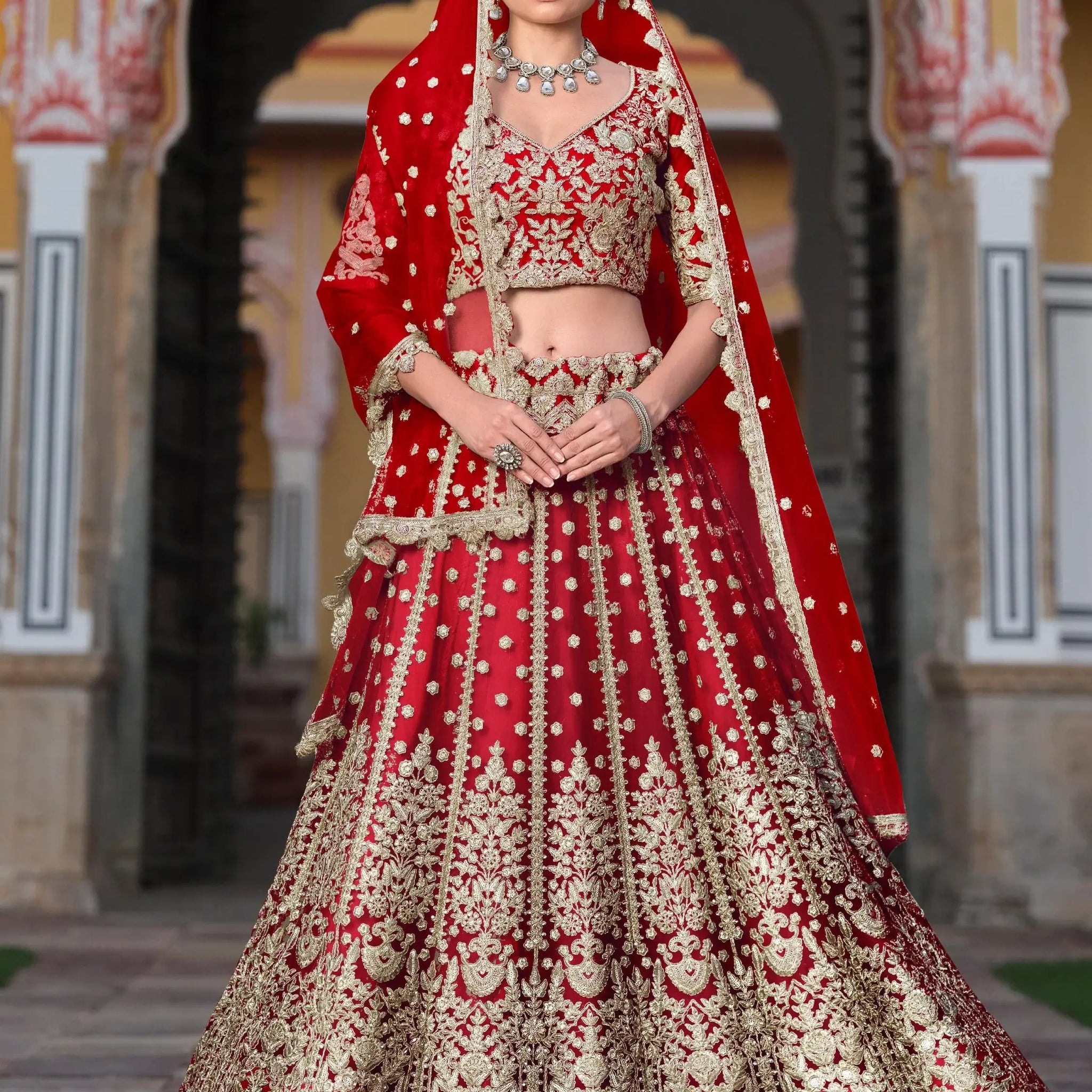 Breathtaking Red Sequins Net Bridal Wear Lehenga Choli With Dupatta