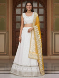 Stylish White Sequins Georgette Designer Lehenga With Blouse