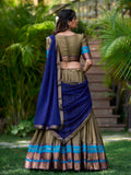 Attractive Olive Green Zari Weaving Cotton Traditional Half Saree Lehenga
