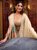 Spectacular Cream Zari Weaving Silk Traditional Lehenga Choli 
