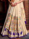 Marvelous Cream Zari Weaving Silk Festival Wear Lehenga Choli