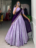 Gorgeous Lavender Weaving Jacquard Traditional Lehenga Choli