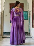Pretty Purple Sequins Embroidered Silk Evening Wear Gown With Dupatta