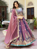 Fabulous Multi Color Thread Work Georgette Festive Wear Lehenga With Blouse