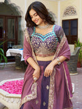 Fabulous Multi Color Thread Work Georgette Festive Wear Lehenga With Blouse
