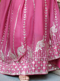 Wonderful Pink Sequins Georgette Marriage Wear Gown With Dupatta