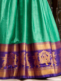 Wonderful Green Zari Weaving Cotton Festival Wear Lehenga Choli With Dupatta