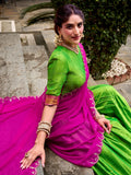 Beautiful Parrot Green Zari Weaving Cotton Traditional Wear Lehenga Choli With Dupatta