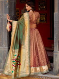 Gorgeous Brown Zari Weaving Silk Wedding Wear Lehenga Choli