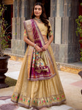 Amazeballs Cream Zari Weaving Silk Festive Wear Lehenga Choli With Dupatta