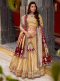 Amazeballs Cream Zari Weaving Silk Festive Wear Lehenga Choli With Dupatta