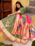 Bewitching Green Zari Weaving Silk Mehendi Wear Lehenga With Blouse