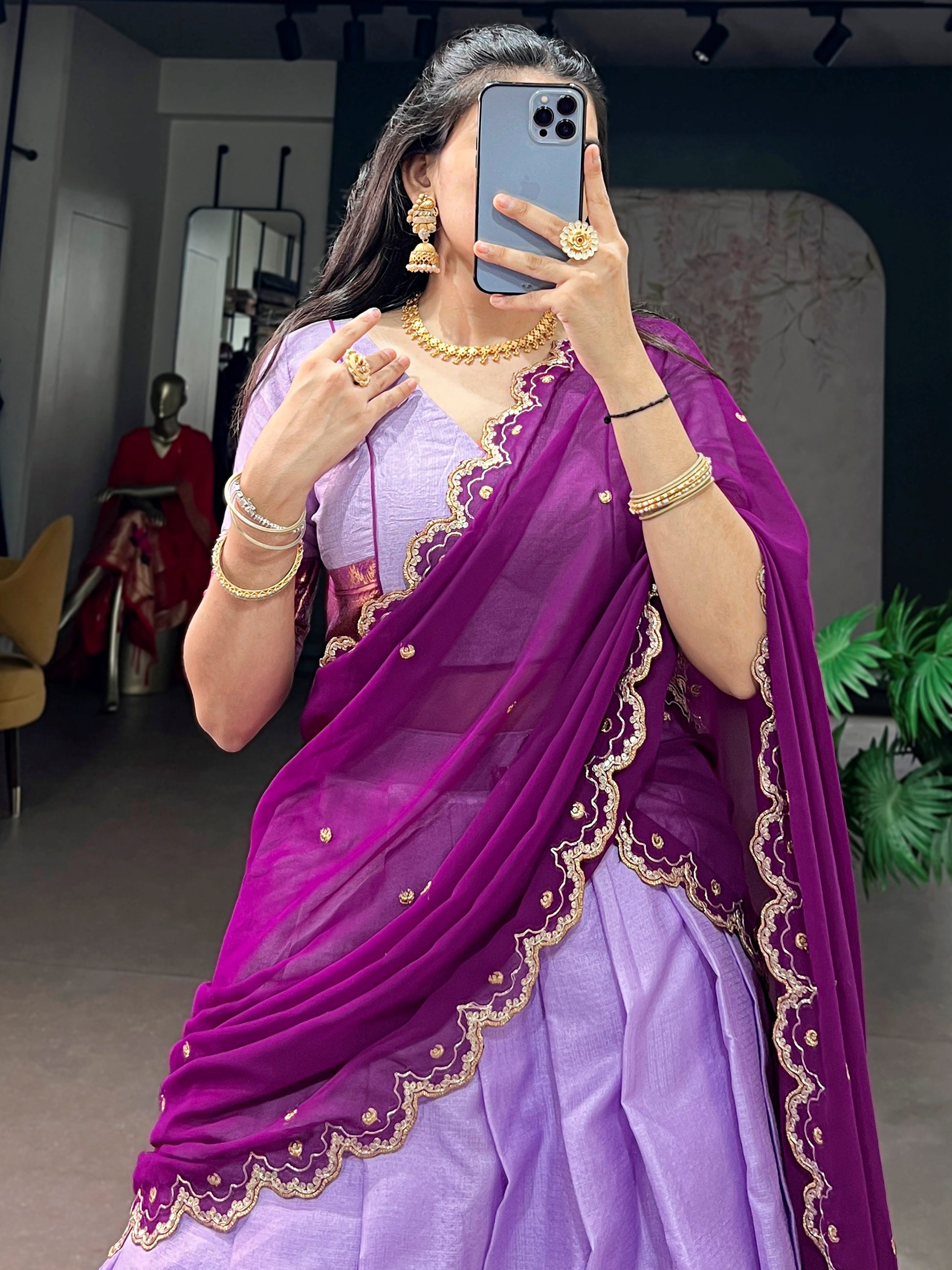 Impressive Lavender Zari Weaving Silk traditional Wear Lehenga Choli With Dupatta
