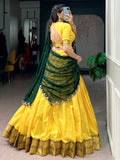 Precious Yellow Zari Work Silk Festival Wear Lehenga Choli With Dupatta