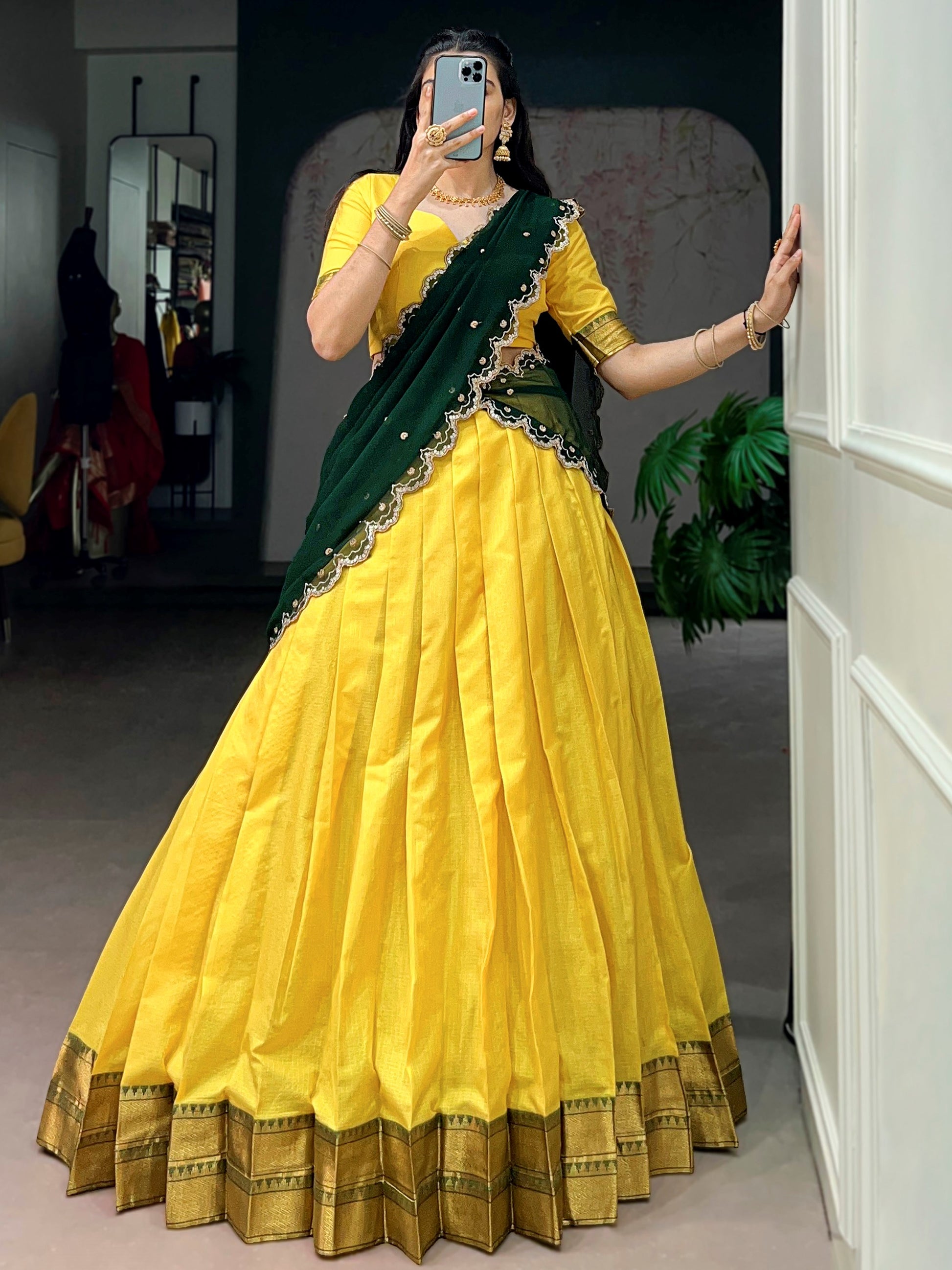 Precious Yellow Zari Work Silk Festival Wear Lehenga Choli With Dupatta