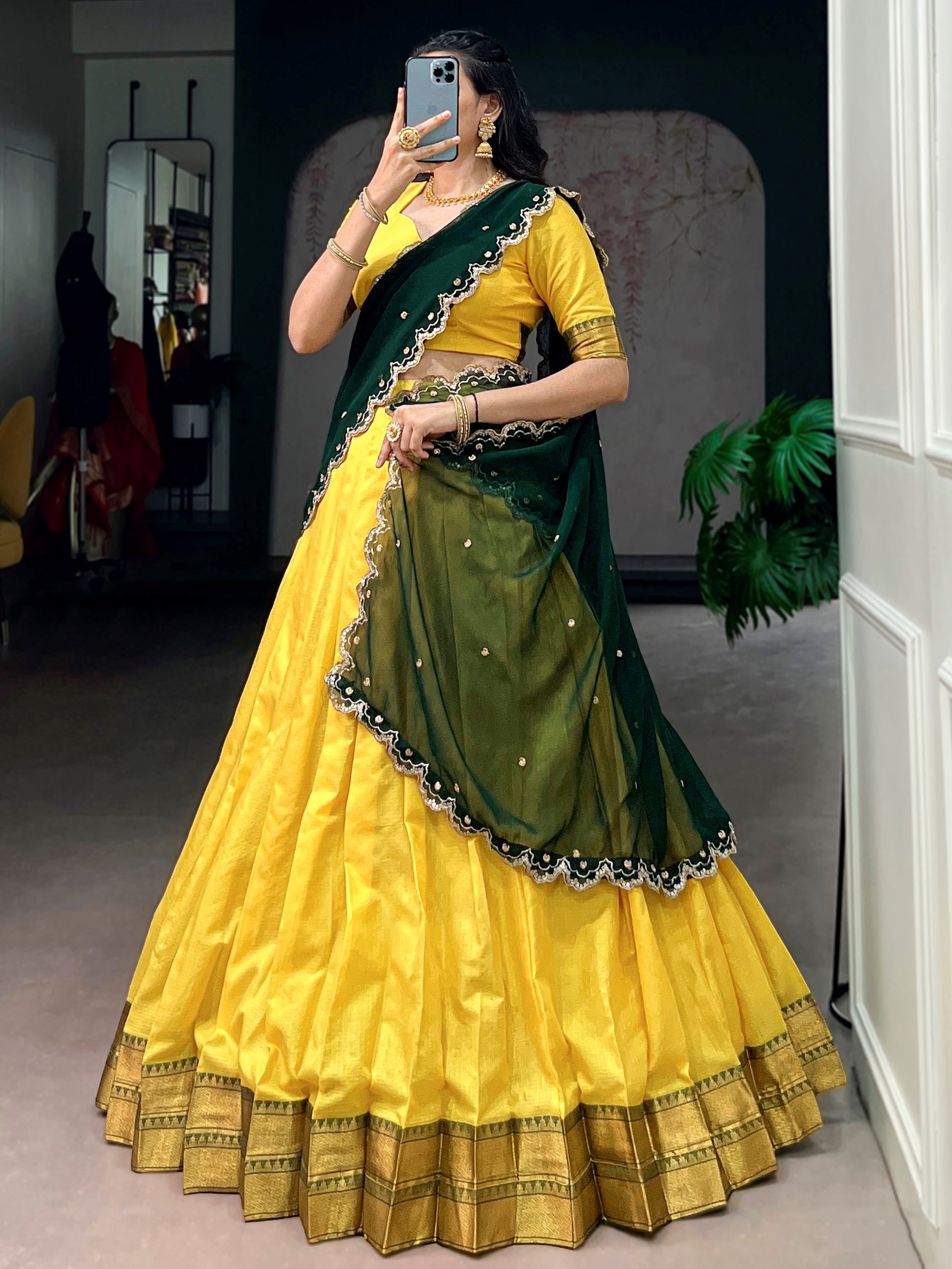 Precious Yellow Zari Work Silk Festival Wear Lehenga Choli With Dupatta