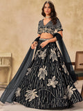 Sensational Black Sequins Art Silk Evening Wear Lehenga Choli With Dupatta