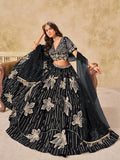 Sensational Black Sequins Art Silk Evening Wear Lehenga Choli With Dupatta