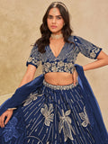 Momentous Navy Blue Embroidered Art Silk Event Wear Lehenga Choli
