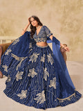 Momentous Navy Blue Embroidered Art Silk Event Wear Lehenga Choli