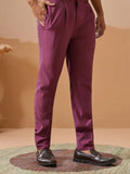 Excellent Dusty Purple Embroidered Viscose Silk Reception Wear Men Kurta Set With Jacket