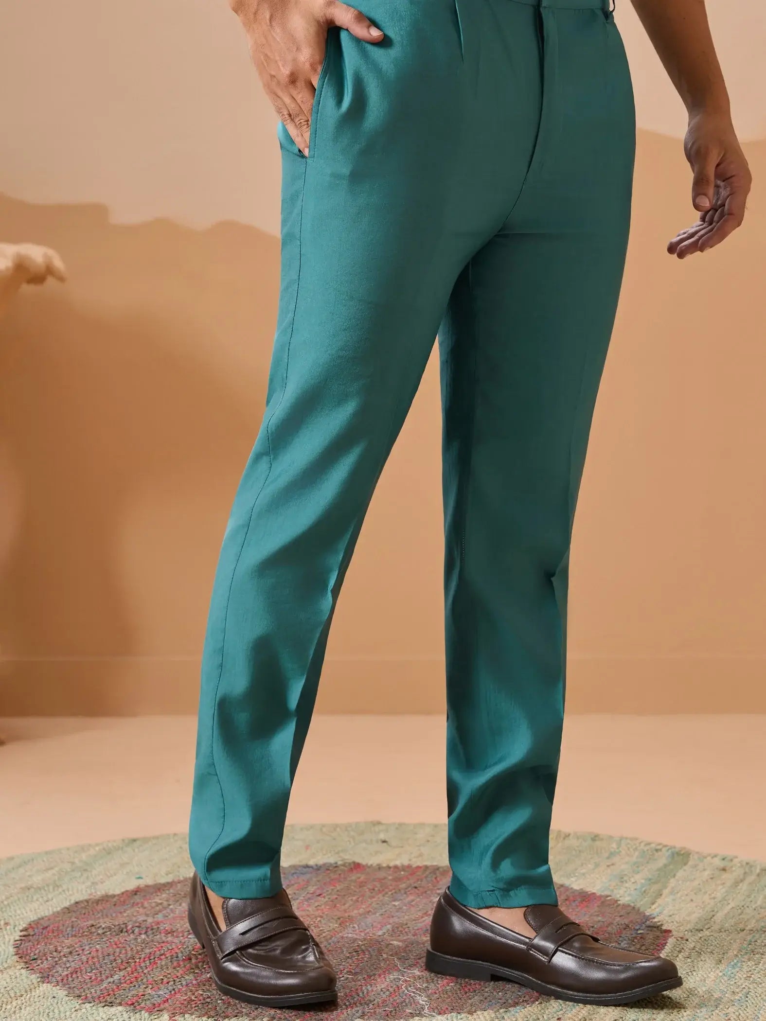 Elegant Teal Green Thread work Viscose Silk Engagement Wear Men Kurta Pant With Jacket
