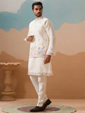 Lovable White Sequins Viscose Silk Evening Wear Men Kurta And Pant With Jacket