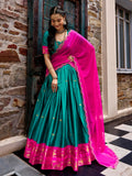 Lovely Teal Green Zari Weaving Silk Festival Wear Half Saree Lehenga