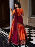 Grand Orange Zari Woven Silk Festival Wear Half Saree Lehenga
