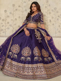 Beautiful Purple Zari Embroidery Silk Bridesmaid Lehenga Choli With Dupatta