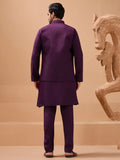 Gorgeous Purple Thread Work Viscose Silk Men Engagement Wear Kurta Pant With Jacket