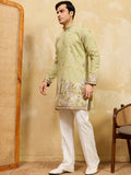 Graceful Pista Green Embroidered Silk Event Wear Men's Kurta