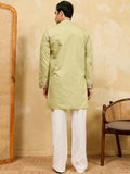 Graceful Pista Green Embroidered Silk Event Wear Men's Kurta
