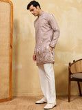 Gorgeous Beige Sequins Work Silk Traditional Men's Kurta