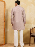 Gorgeous Beige Sequins Work Silk Traditional Men's Kurta