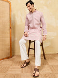 Fantastic Pink Embroidered Silk Event Wear Men's Kurta