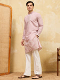 Fantastic Pink Embroidered Silk Event Wear Men's Kurta