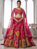 Stylish Rani Pink Embroidered Silk Wedding wear Lehenga Choli Wit Dupatta