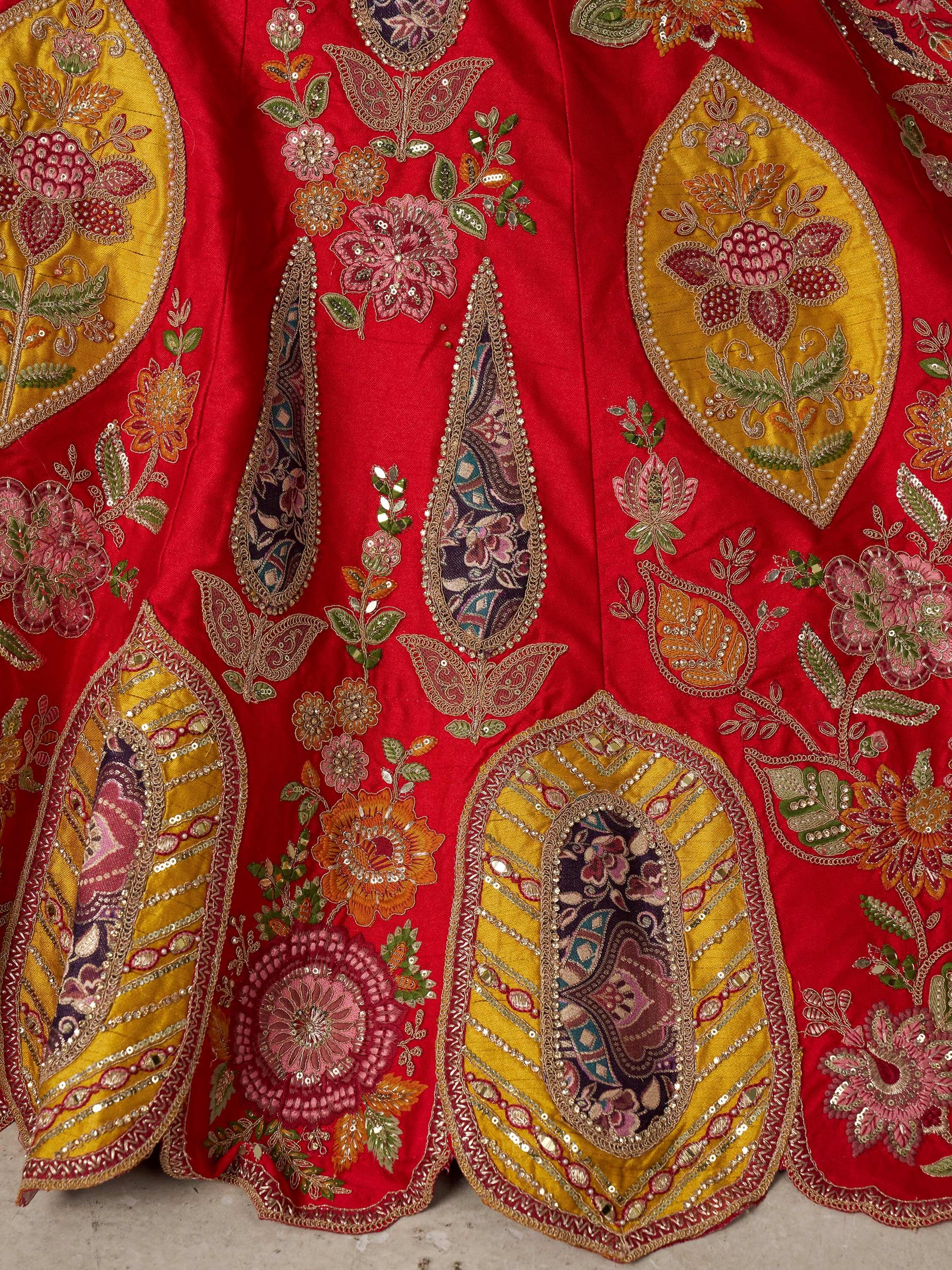 Elegant Red Embroidered Silk Wedding wear Lehenga Choli Wit Dupatta