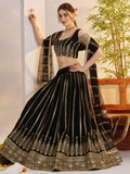 Amazing Black Sequins Net Sangeet Wear Lehenga Choli With Dupatta
