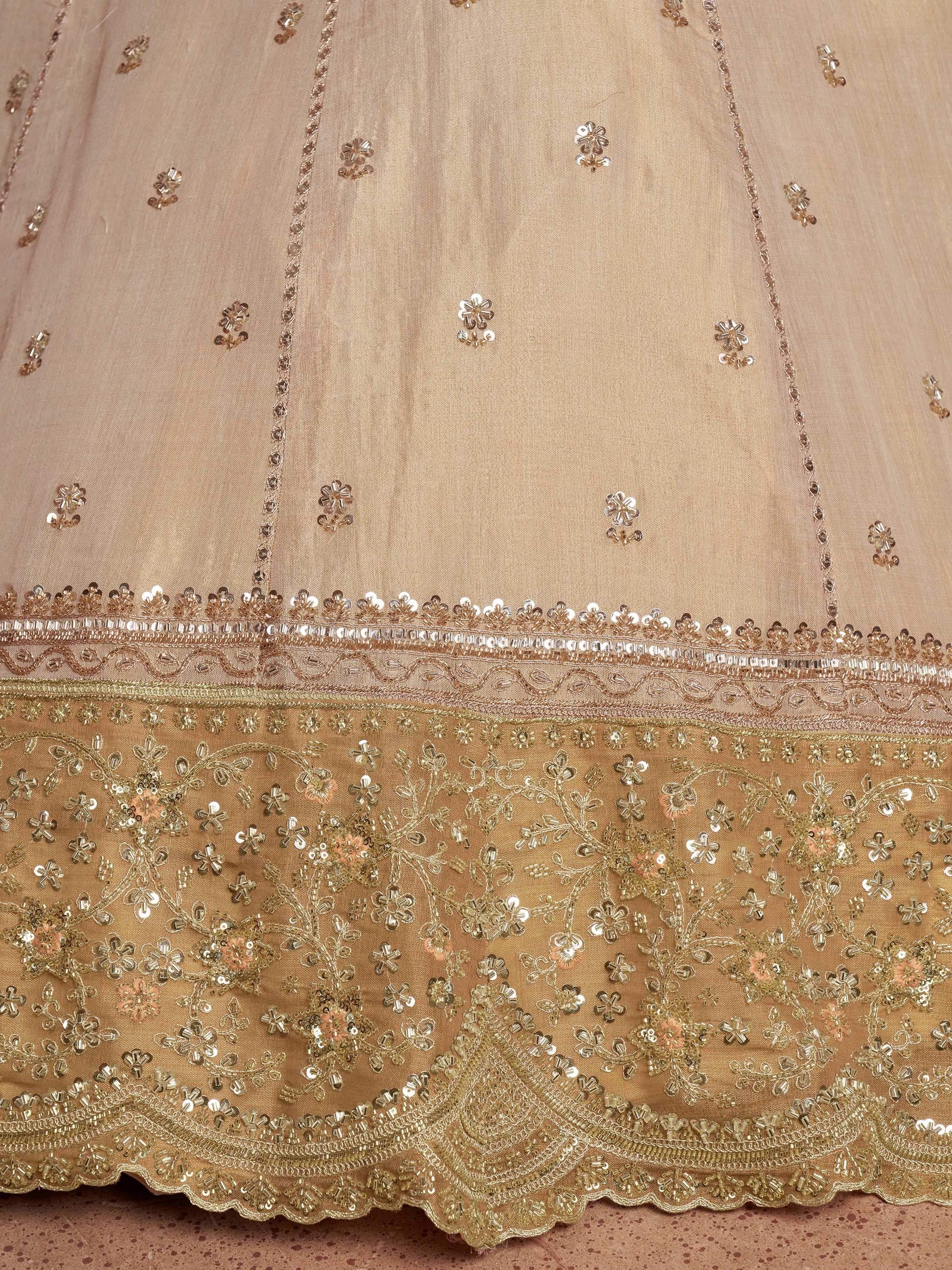Elegant Gold Embroidered Tissue Wedding Wear Lehenga Choli With Dupatta