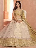 Elegant Gold Embroidered Tissue Wedding Wear Lehenga Choli With Dupatta