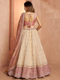 Impressive Peach Sequins Tissue Wedding Wear Lehenga Choli With Dupatta