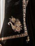 Sweet Black Border Work Organza Event Wear Saree With Blouse