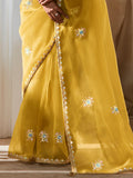 Tantalizing Embroidered Organza Haldi Wear Saree With Blouse