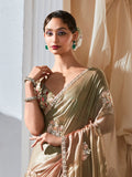 Mesmerizing Light Green Thread Work Organza Function Wear Saree With Blouse