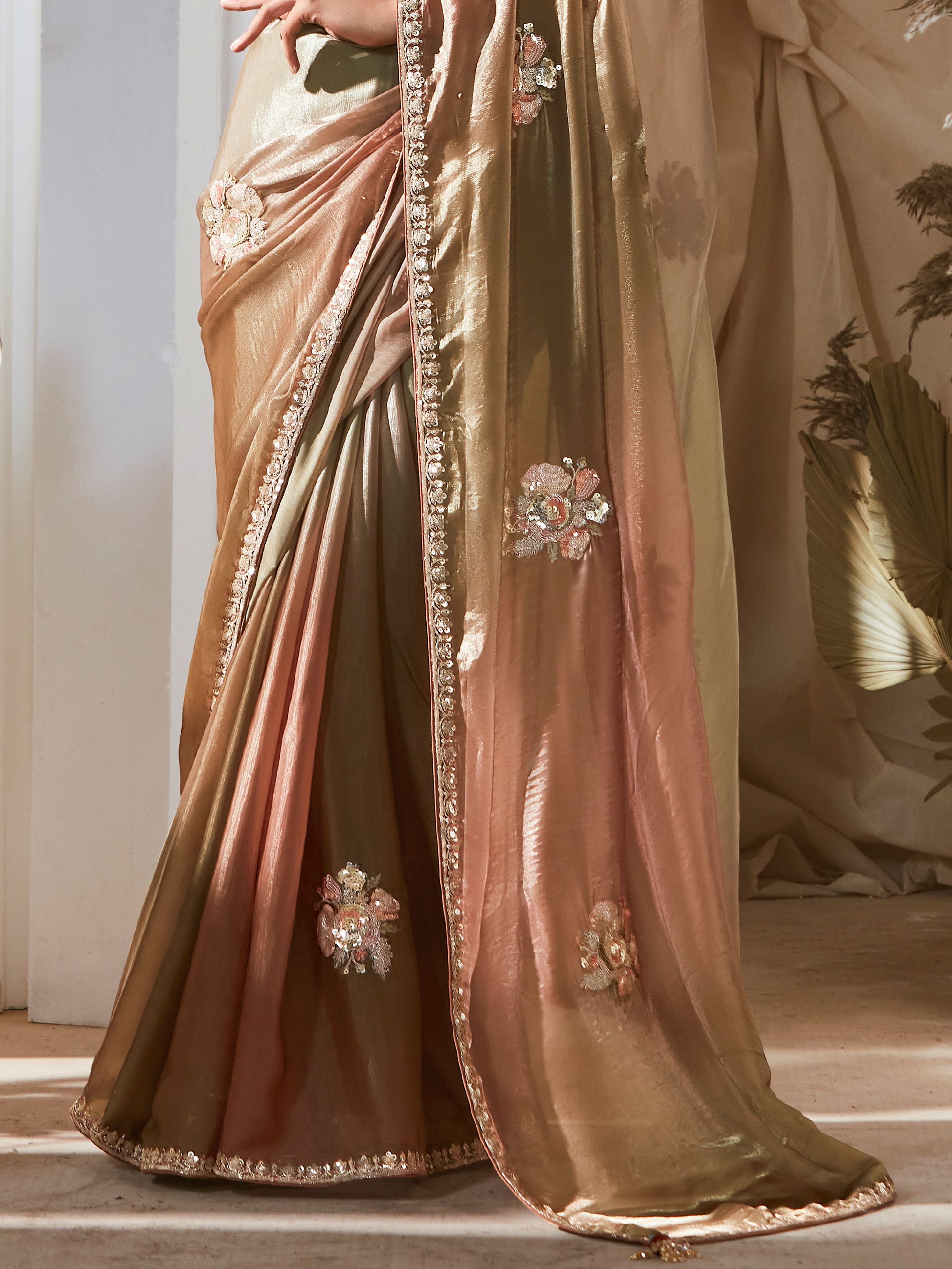 Mesmerizing Light Green Thread Work Organza Function Wear Saree With Blouse
