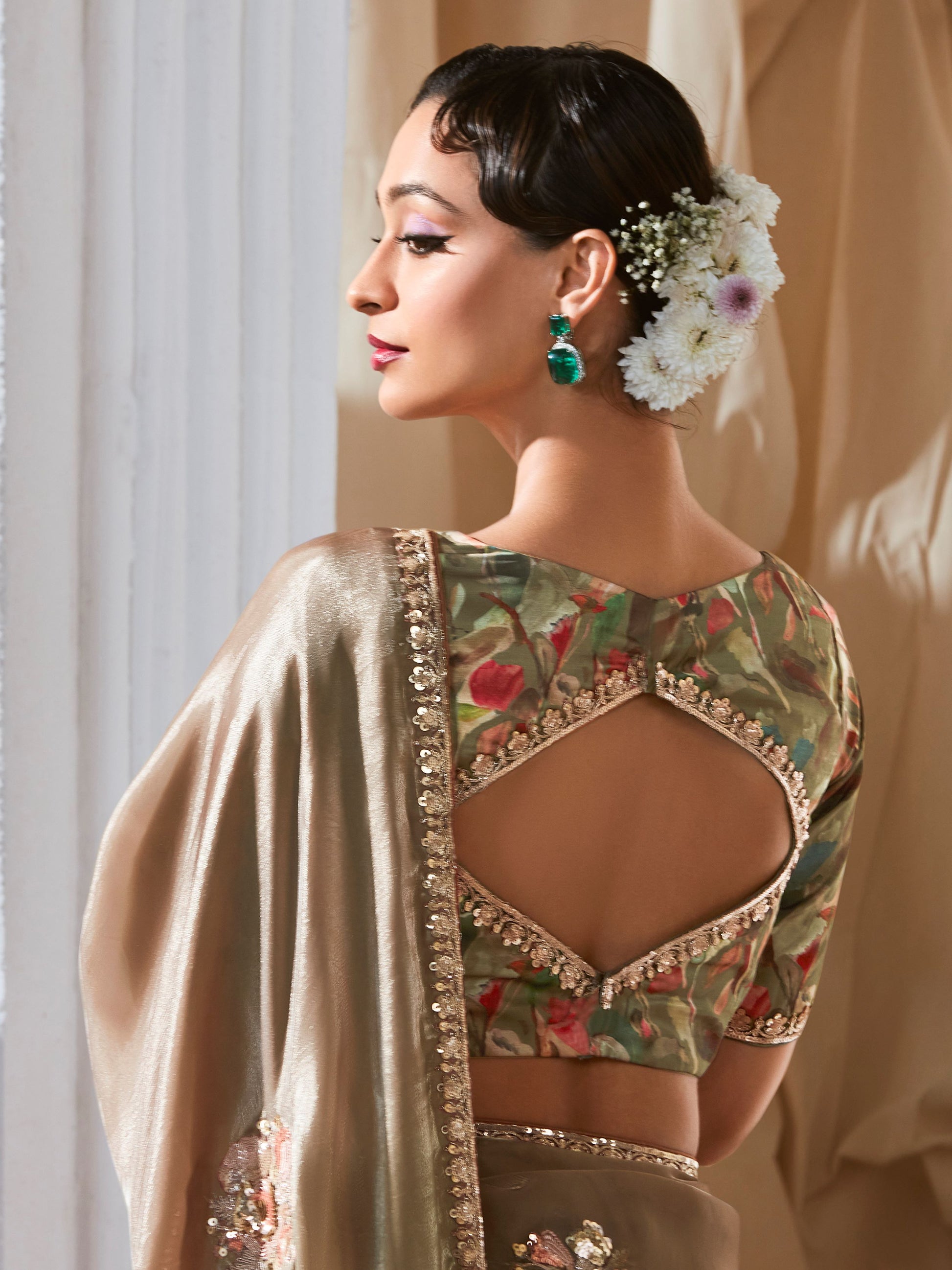 Mesmerizing Light Green Thread Work Organza Function Wear Saree With Blouse