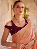 Marvelous Peach Zari Weaving Tissue Silk Casual Wear Saree With Blouse